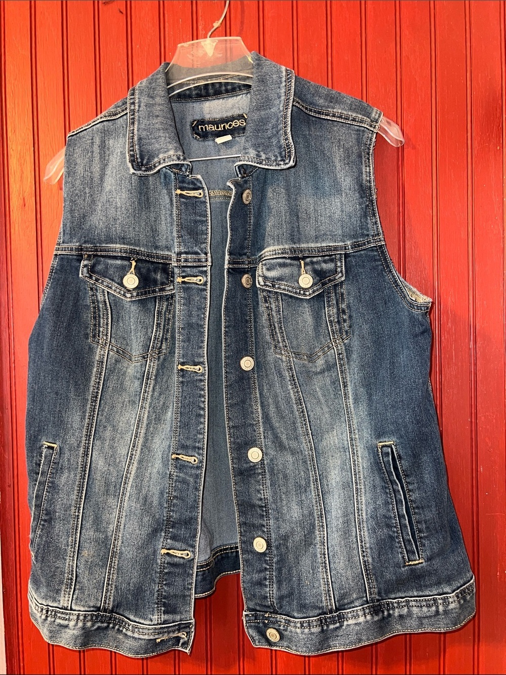 Maurices Denim Vest in Faded Blue Wash
